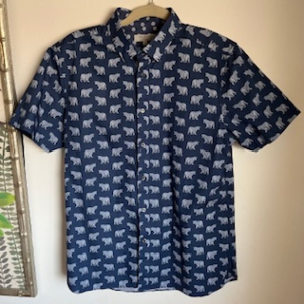 Ted Baker London Blue and White Tiger Print Shirt - M/L 💕